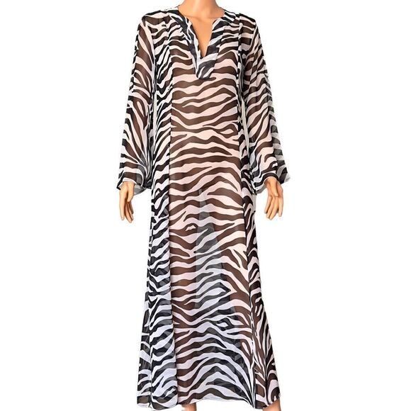 Victoria’s Secret Collection Vintage Sheer Zebra Print Maxi Dress / Coverup - Picture 1 of 16